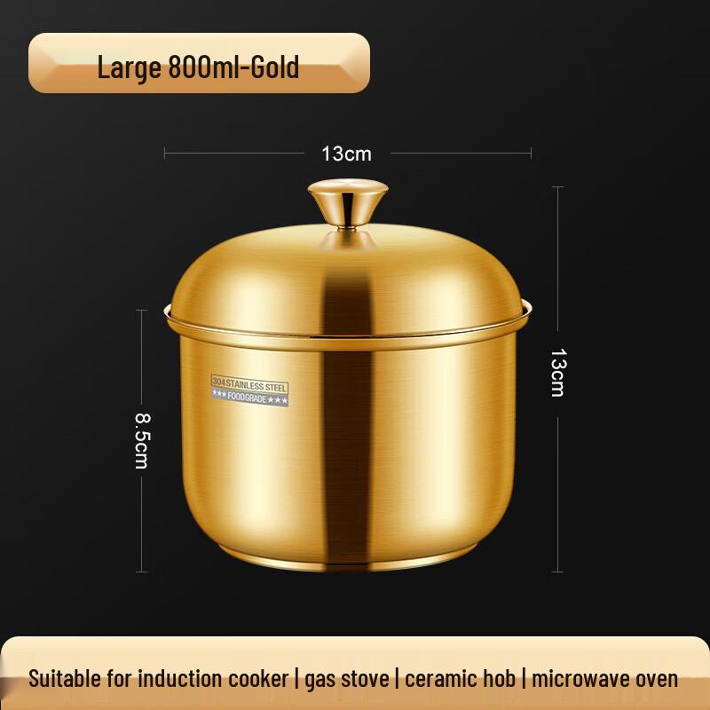 Thickened Stainless Steel Steaming & Stewing Bowl with Lid Standard