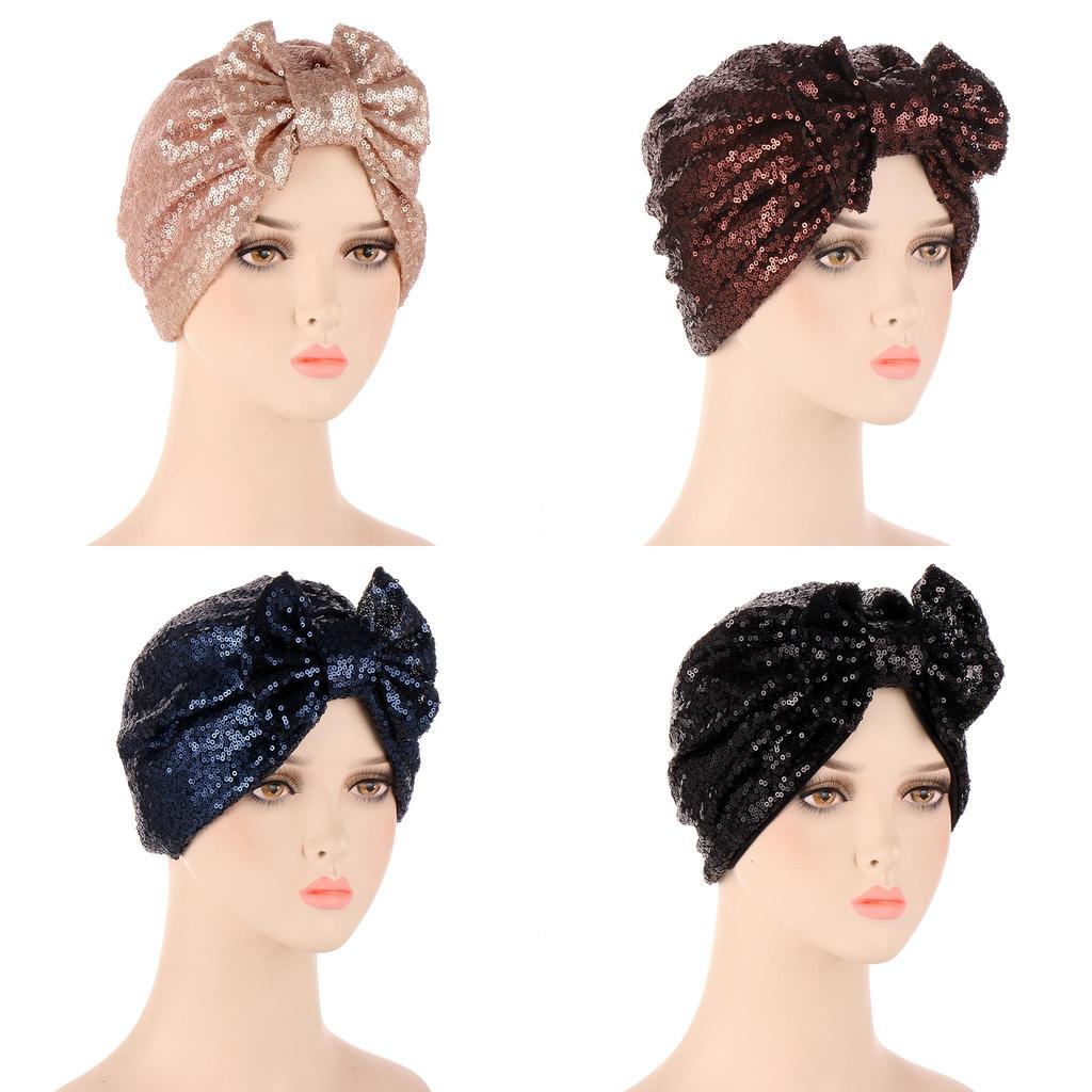 Summer Ladies Turban Head Wrap With Butterfly Bow And Sparkle Accents For Casual Wear