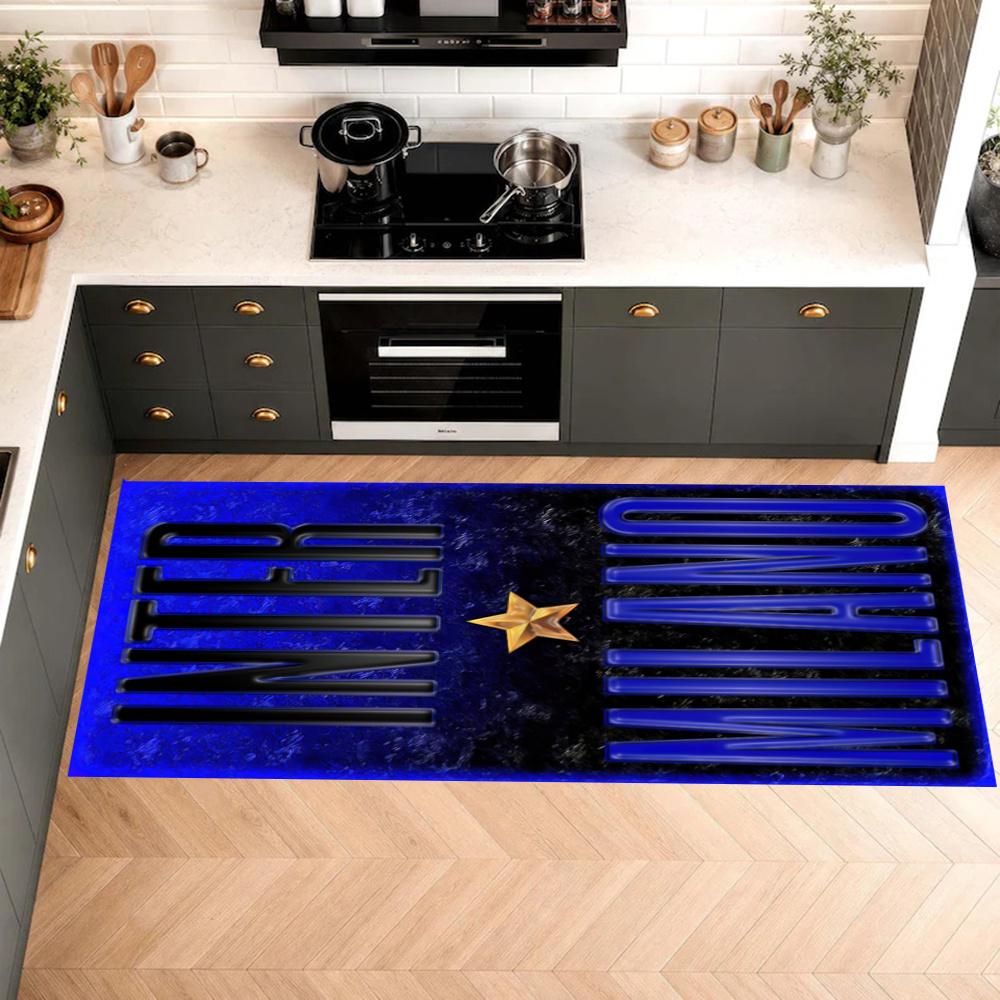 Inter Milan Kitchen Carpet Nonslip Floor Mat Ideal For Indoor And Outdoor Entryway Door Mat Laundry Room Bathroom Foot Mat