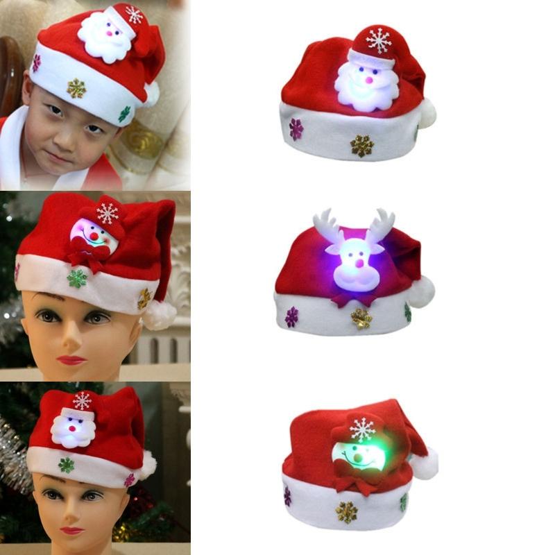 Set of 5 LED Christmas Hats for Children, Festive Light Up Santa Caps for Kids Party, Perfect for Boys and Girls