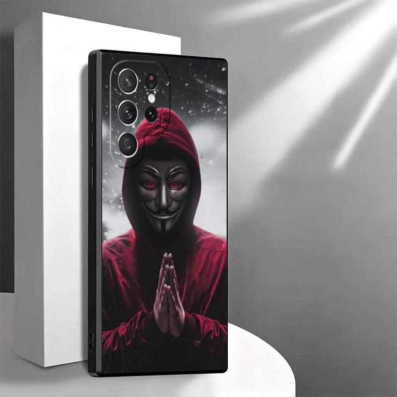 Anonymous V Mask Soft Phone Case for Samsung Galaxy S26 S25 Edge S24 Ultra S23 Plus S22 S21 FE S20 Black Cover Back Shell