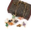 Handmade Gold Winding Crystal Tiger Stone Agate Small Mushroom Pendant Necklace Jewelry N588