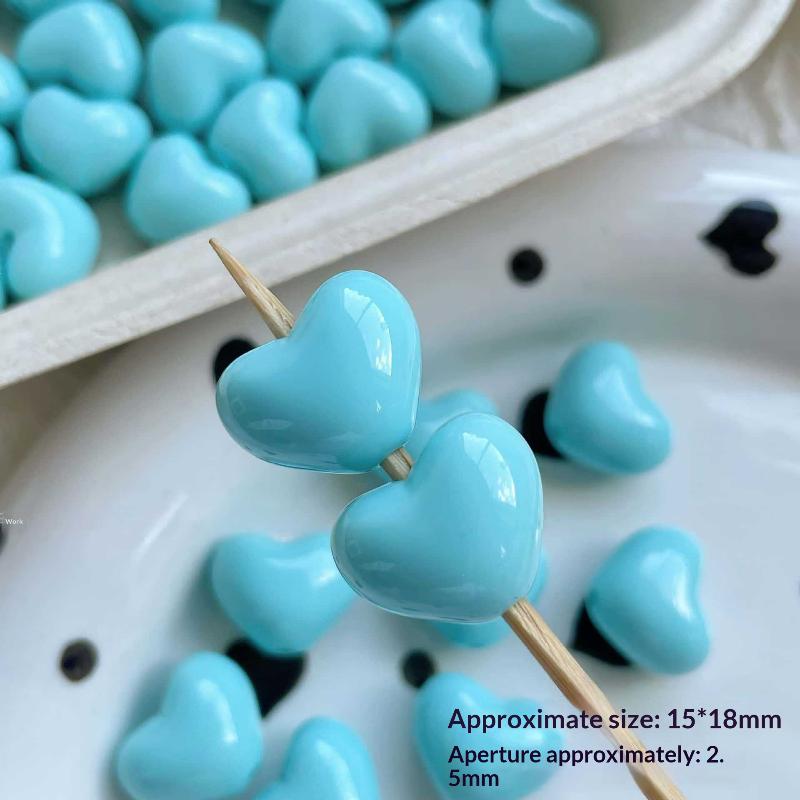 10Pcs Colorful Acrylic Love Heart Shape Bead Loose Spacer Beads For Diy Bracelet Necklace Jewelry Making Accessories