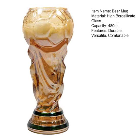 Trophy Beer Glass, 480ml Football Cup, Champion Trophy Shaped Beer Cup, Soccer Party Beer Glass, Gift for Football Lovers