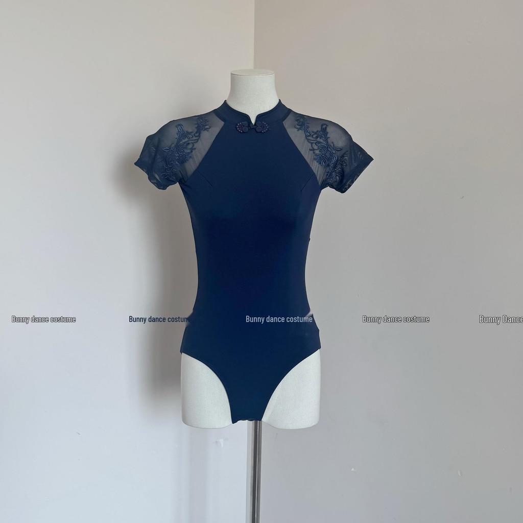 Bonnie Damen Kurzarm Ballett-Trikot - Chinesischer Stehkragen Tanzbekleidung für Erwachsene Gymnastik und Training