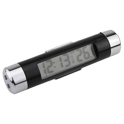 2 In 1 Car Electronic Clock Thermometer Luminous LED Digital Display Air Vent Outlet Thermometer