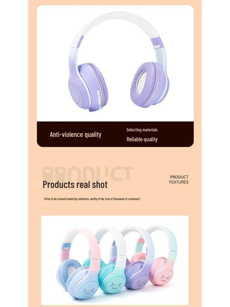 GT630 Cartoon Foldable Over-Ear Bluetooth Headphones - Heavy Bass Gaming