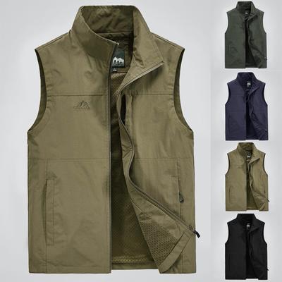 Fashion Men Casual Solid Outdoor Quick-drying Vest Jacket Tops