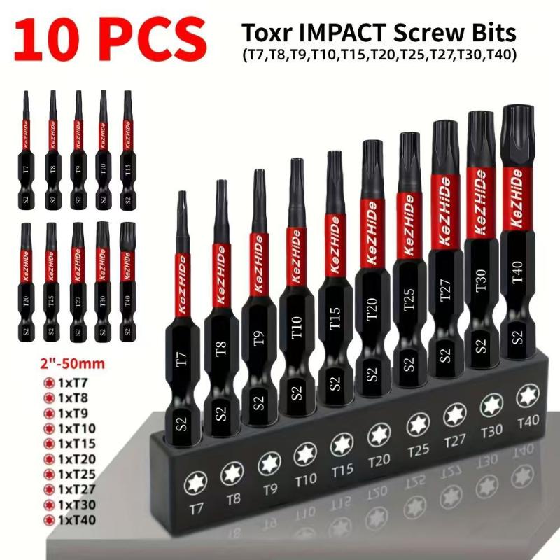 10 Piece S2 Magnetic Impact Drill Bit Set Rust Resistant for Power Tools Secure Fit for Home Office Assembly Projects