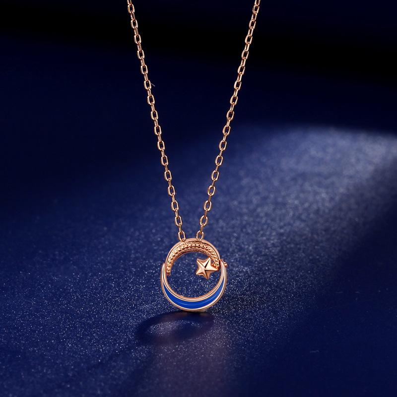 Romantic Galaxy Necklace Women's Versatile Light Luxury Niche Design Sense A Three-Belt Star and Moon Pendant