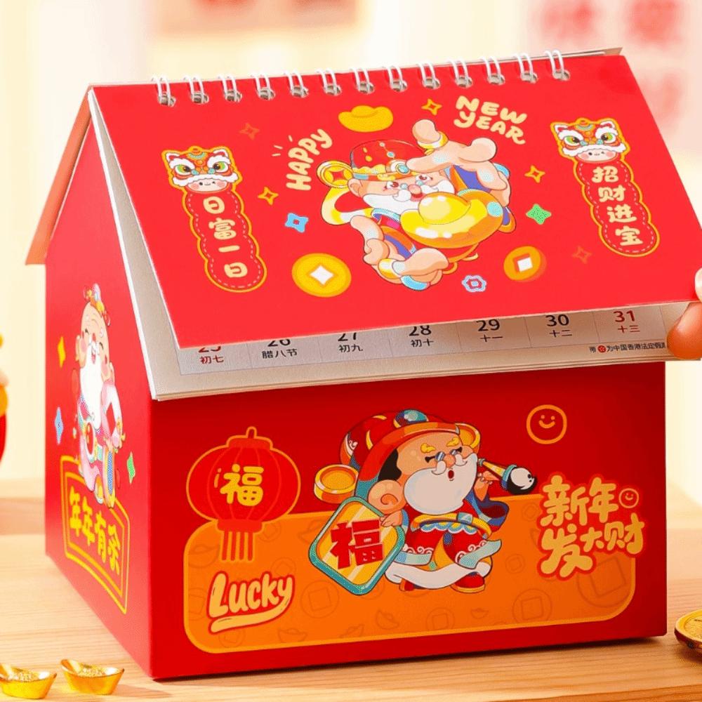 Cartoon 2026 Desk Calendar Coil Binding Standing Flip Calenda Monthly Planner  Spring Festival