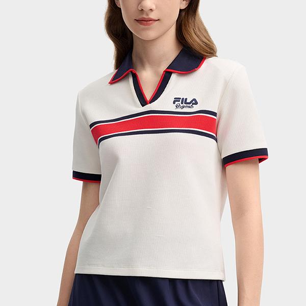 Fila Originales, vielseitiges und modisches Kurzarm-Poloshirt für Damen, Weiß, F11W439101F-WT
