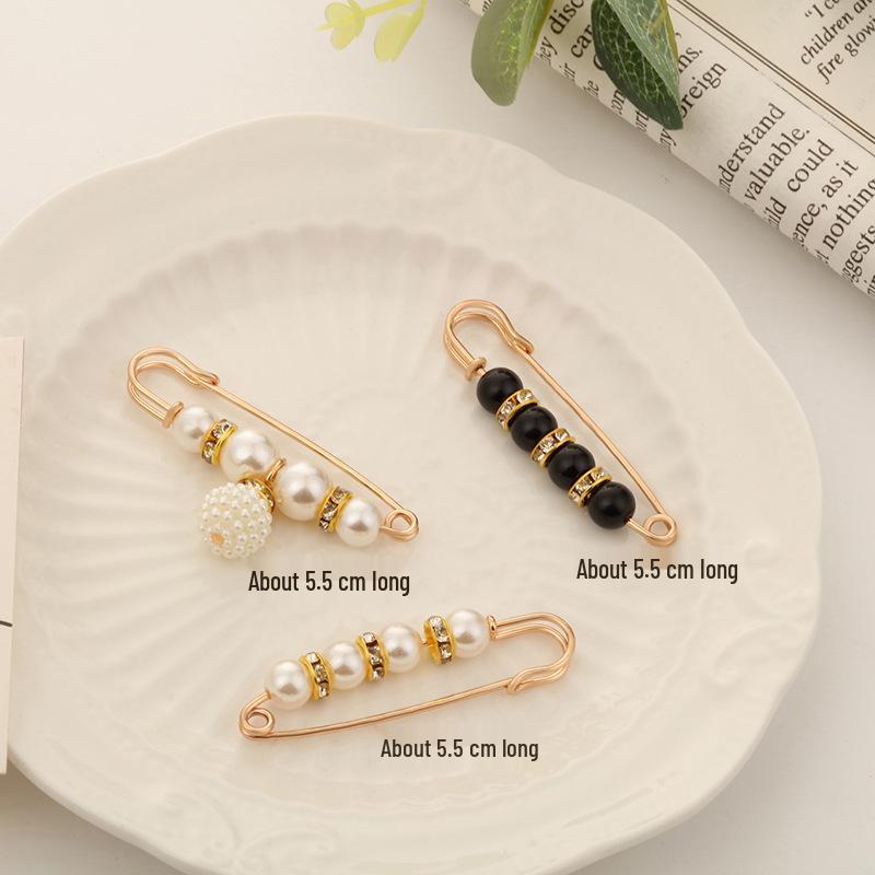 Pearl Waist Cinching Pin Set – Safety Pin Brooch for Women's Clothing