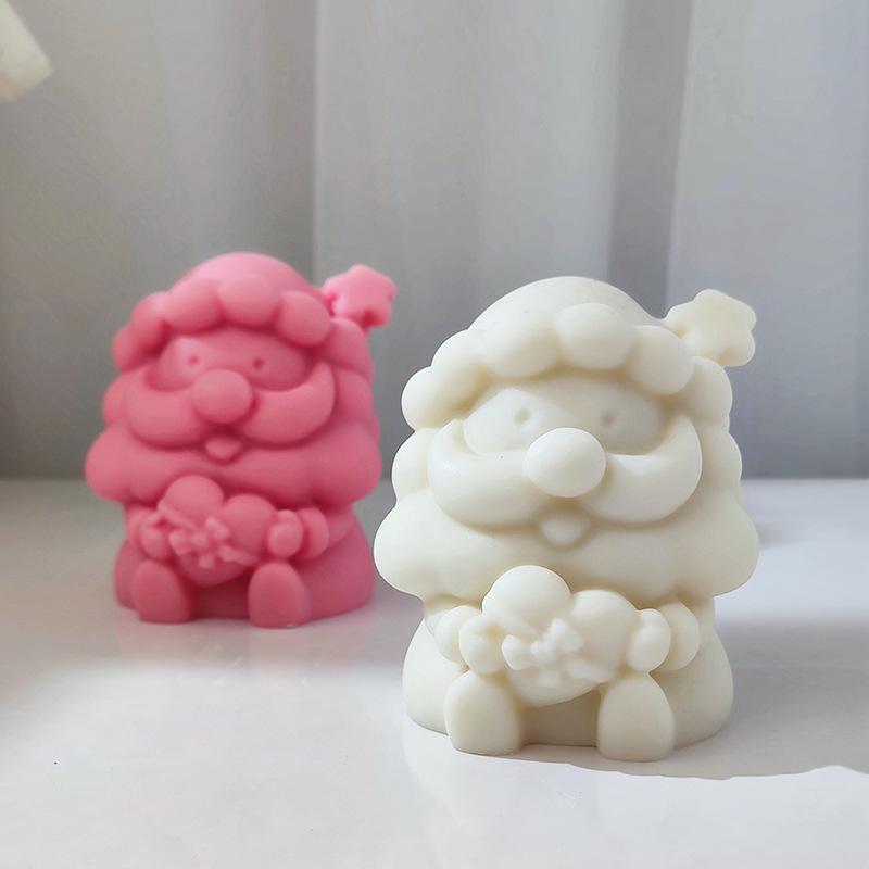 3D Bearded Santa Claus Candle Mold Snowman DIY Scented Candle Plaster Resin Mould Silicone Cake Making Tool Christmas Decor Gift