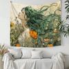 Watercolor Wind Green Hair Natural Goddess Tapestry Forest Wildflower Background Cloth Living Room Room Decoration