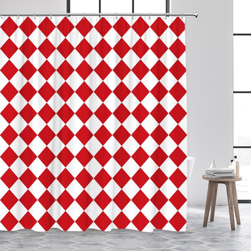 Black and White Diamond Lattice Shower Curtain Modern Geometric Art Minimalist Home Bathroom Decorative Bath Curtains With Hooks
