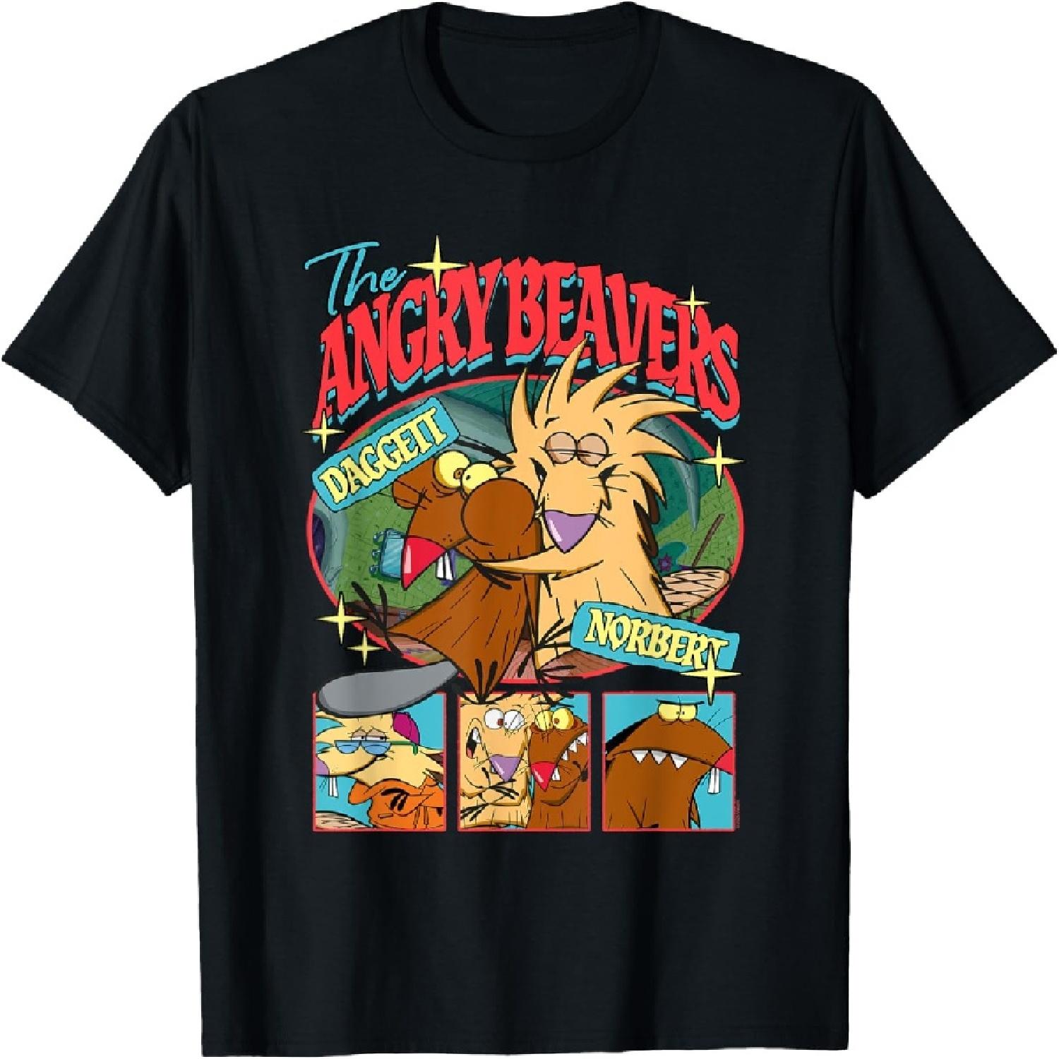 The Angry Beavers Daggett and Norbert Cartoon Collage T-Shirt XXXXXL разноцветный