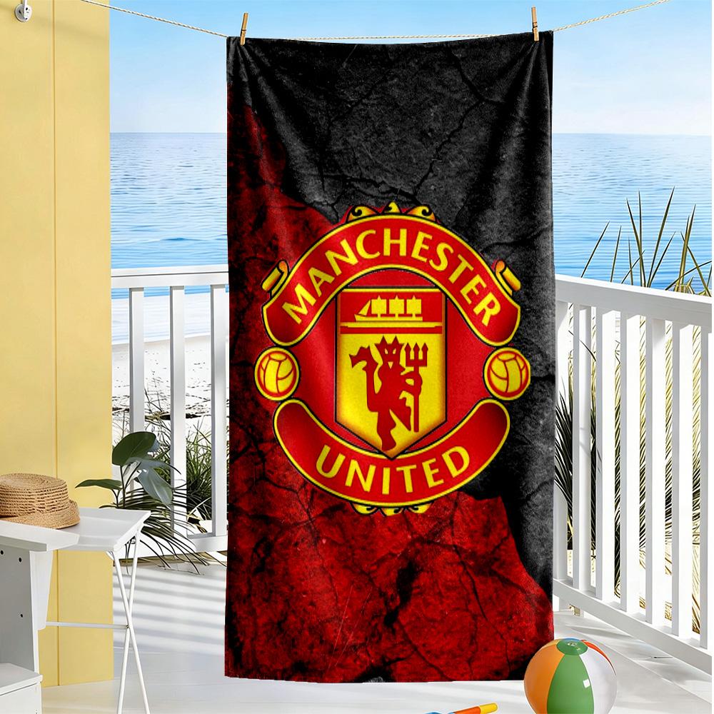 Asciugamano da Spiaggia Logo Manchester United Super Morbido Microfibra Tessuto Quickdry Confortevole Leggero Perfetto per Viaggiare Yoga Campeggio e Nuoto