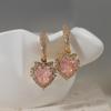 1 Pair Fashion Heart Shape Dangle Earrings for Women Zirconia Earring Jewelry Wedding Party Accessories