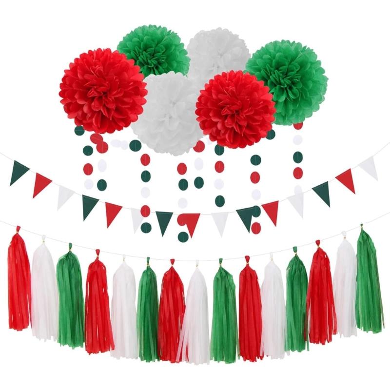 

Decorative Paper Flowers and Tassels for Indoor and Outdoor Use Hanging Festival Ornament Home Decorations Supplies 1