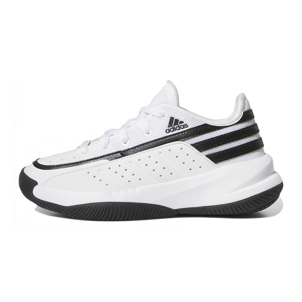 Adidas Front Court Synthetic Leather Non-Slip Durable Low-Top Kids Basketball Shoes Kids Basketball Shoes White Black ID8597