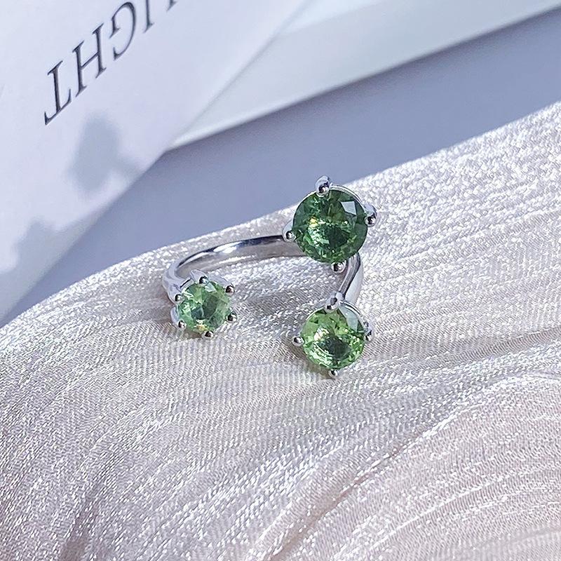 Color Treasure Multi-Color Full Diamond Zir*****Pen Ring Light Luxury High-End Super Flash Niche Design Ring