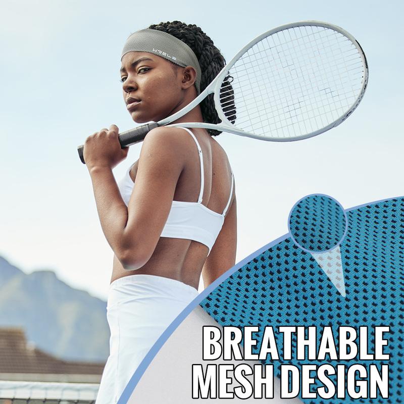 Cooling Sports Headband For Running Fitness Tennis Yoga, Polyester Sweat Wicking Hair Band With Mesh Texture And 4 Color Options For Adults