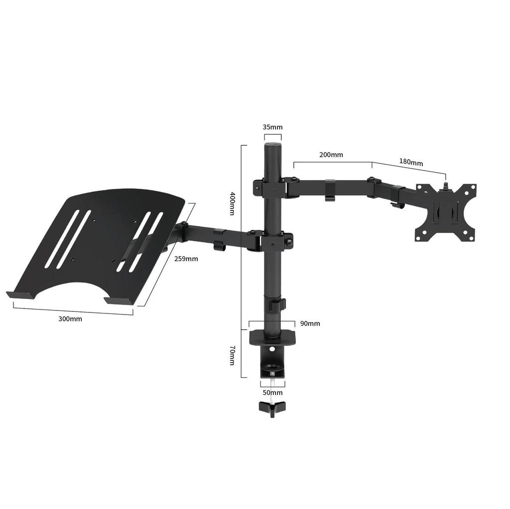 Dual-Arm Retractable Rotatable Monitor Stand Clamp-Type