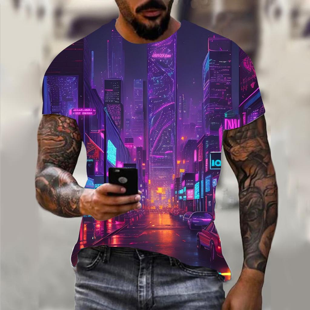 Fashion Men's T-Shirts with Red Wine 3D Print Pattern Summer Vintage Oversized Short Sleeved Casual Harajuku Men's Clothing