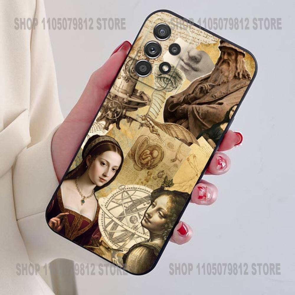 L-Leonardo da Art Vinci Phone Case For Samsung S24,21,22,23,30,Ultra,20,Plus,Note,10,9,Black soft silicone case