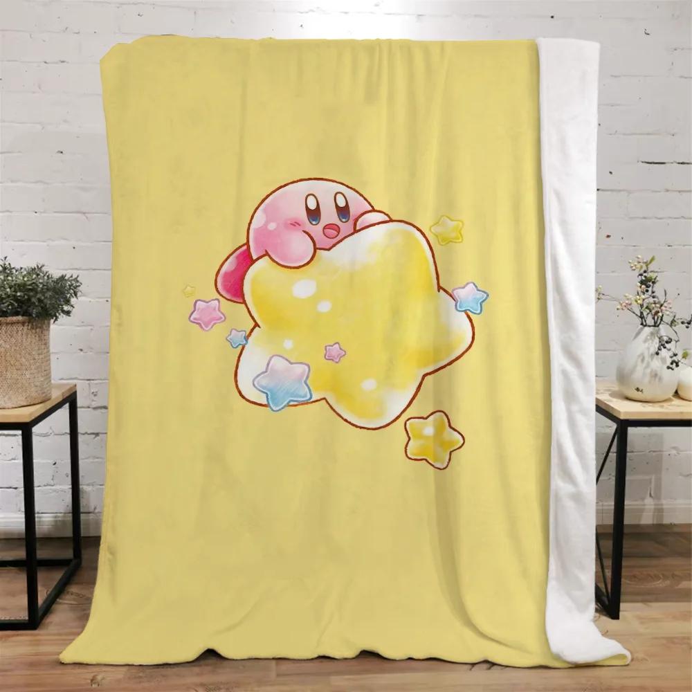 

Kawaii Cartoon Kirbys Designer Throw Blanket Fluffy Custom Blanket Characters Home and Decoration Luxury Bedbel Knitted Plaid 30x40in