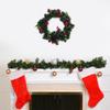 Christmas Wreath With Led Lights Red Berries Pine Cones Faux Evergreen For Front Door Wall Fireplace Holiday Decor Outdoor