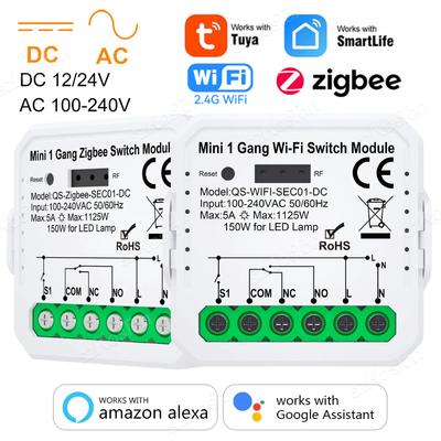 Tuya WiFi ZigBee Smart Trockenkontakt Schaltermodul DC 12/24V AC 100-240V Smart Home DIY Schalter Relais Timer Funktioniert mit Alexa Google