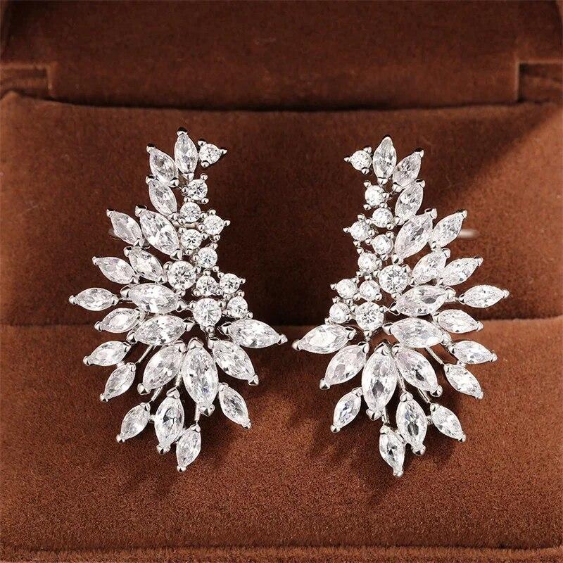 Gorgeous Women's Stud Earrings Full with Dazzling CZ Stone Sparkling Ear Piercing Earrings Party Jewelry Drop Shipping