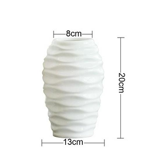 Minimalist Wavy White Ceramic Vase - Modern Table Decoration for Dried Flowers