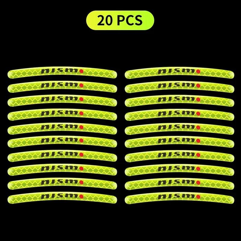 Car Wheel Fluorescent Sticker Hub Sticker Reflective Warning For Nissan Nismo Tiida Teana GTR Juke Qashqai Auto Accessories