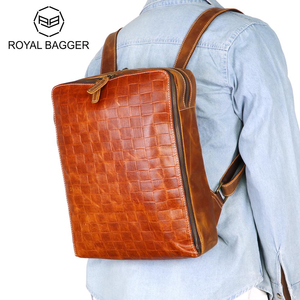 

Мужские рюкзаки Royal Bagger из натуральной кожи, сумки на ремне большой вместимости из коровьей кожи, винтажная деловая сумка 1671 коричневый
