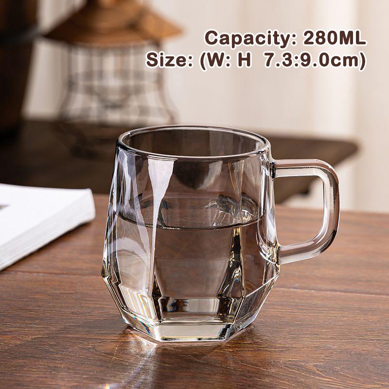 1Pcs 280ml Solid Color Household High Beauty Glass Cup With Handle Set Living Room Hospitality Tea Mug Outdoor Tableware