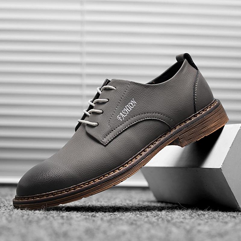 

Весна и осень, новая мода, деловая повседневная обувь, мужская кожаная обувь, тренд, ретро, на шнуровке, дышащая, модная обувь из искусственной кожи 38 серый