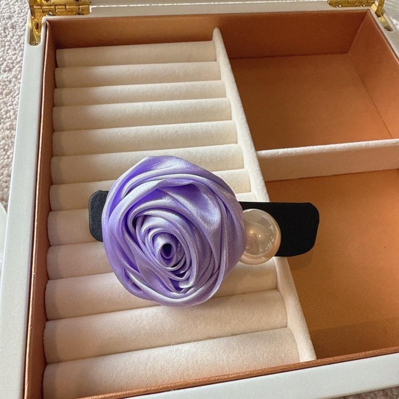 Agrafă de păr coreeană retro din satin roz pentru femei, de înaltă calitate, elegantă și rafinată