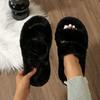 Fashion New Solid Color Women Winter House Furry Slippers Fluffy Fur Home Slides Flat Indoor Floor Shoes Ladies Comfortable Slides Women