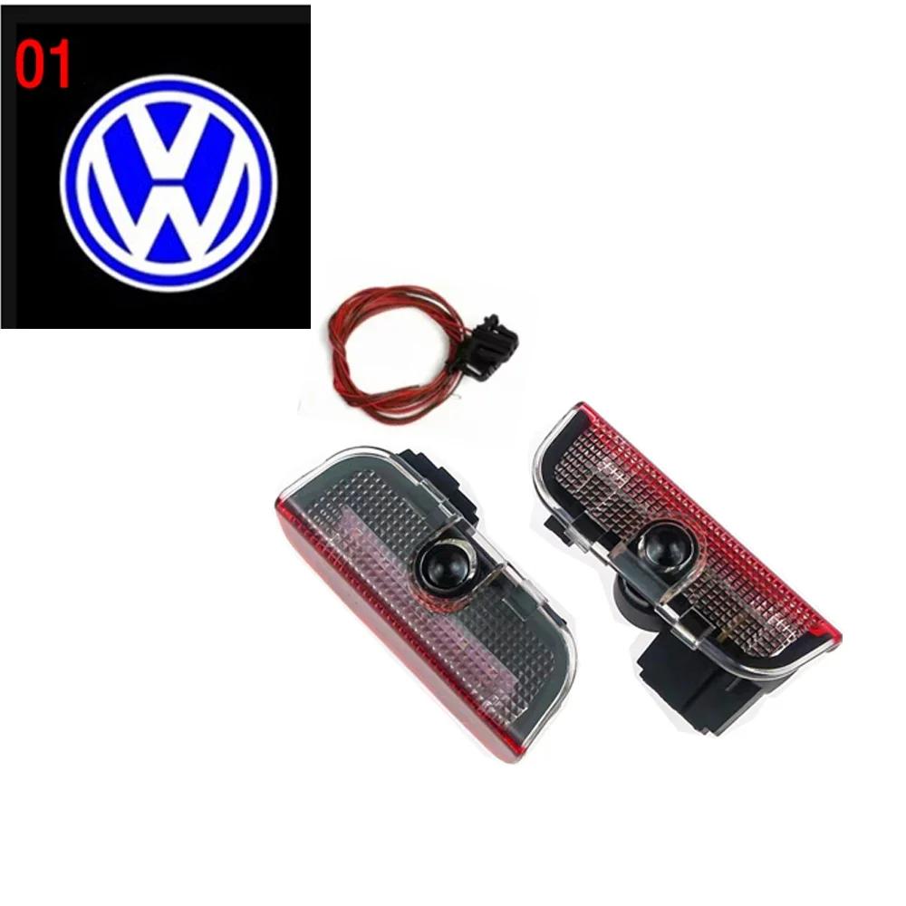 

For VOLKSWAGEN VW 2Pcs LED blue Welcome Projector Light Door Lamp For VW Golf 5 6 7 7N Touran CC Passat Magotan B6 B7 B8 Tiguan Style36