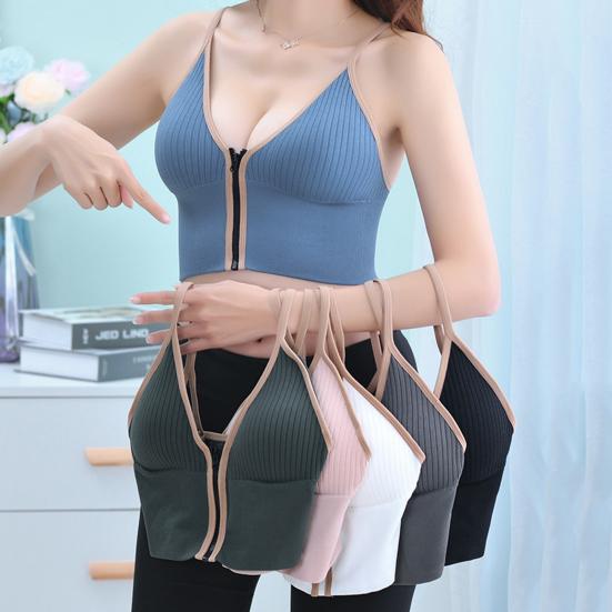 Stylová sportovní podprsenka s hlubokým výstřihem a výstřihem do V Polstrovaná elastická dámská podprsenka Dámské intimní oblečení