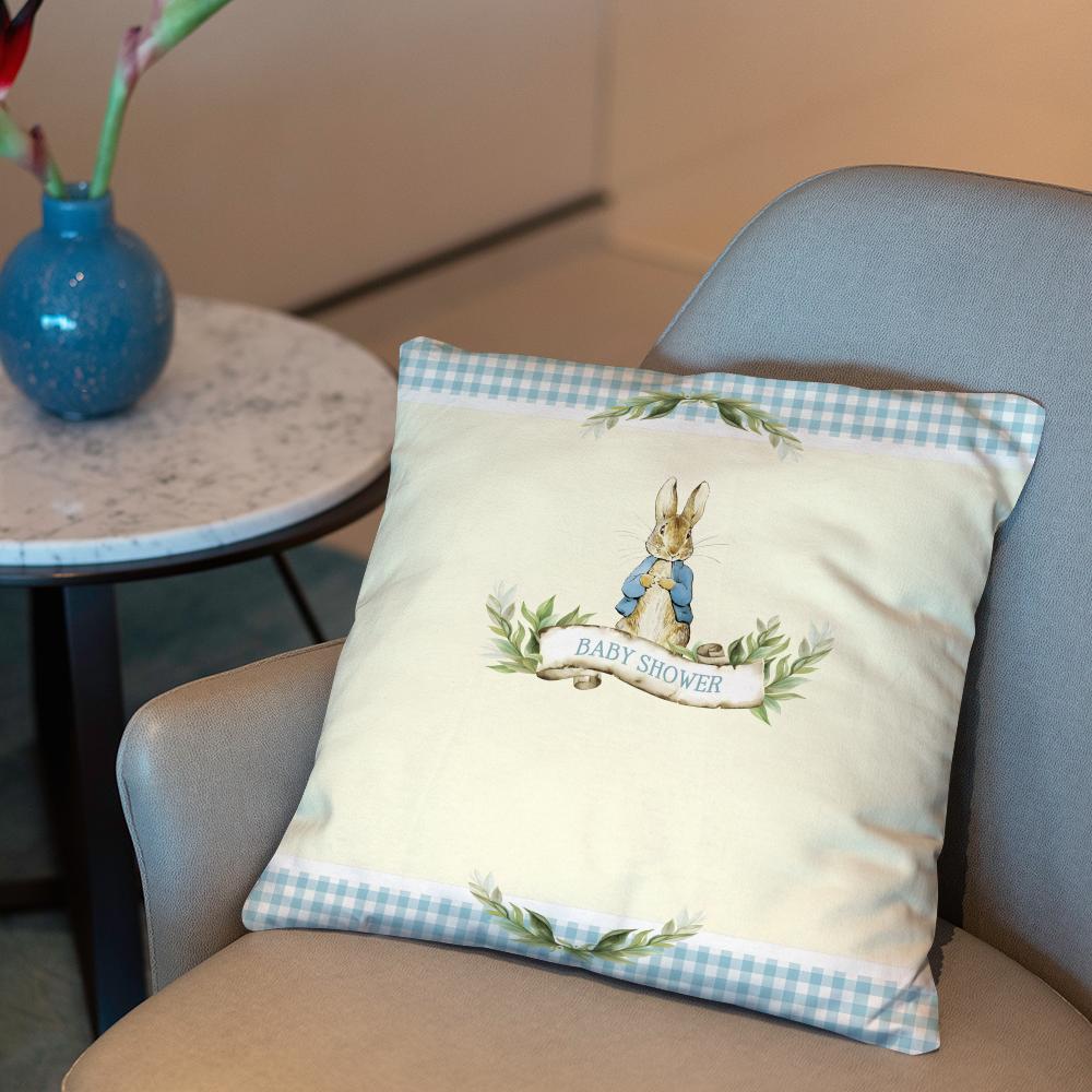 P-Peter Rabbit printing Cushion Cover 2-in-1 Reversible Plush Pillow Cover | Car/Sofa/Bed | Perfect Gift