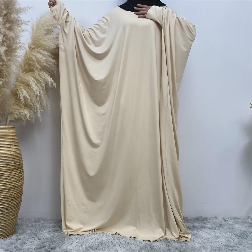 

Жіноча однотонна повсякденна довга сукня з рукавами-кажанами One Size