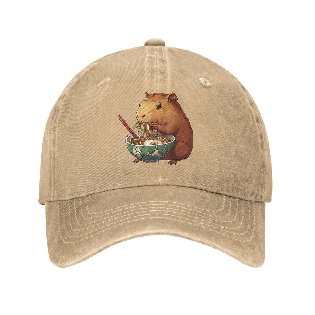 Cute Kawaii Capybara Eating Japanese Ramen Noodles Anime Casual Baseball Cap Sports Hip Hop Hats Women Design Snapback Cap