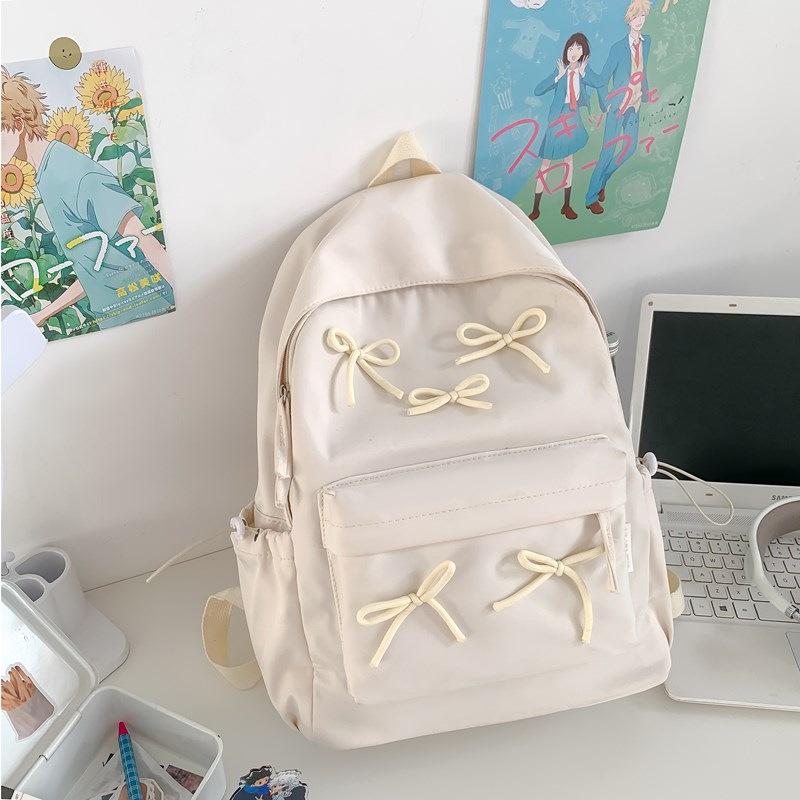 Schoolbag Japanese ins Wind Soft Girl School Bag Girls Student Simple Versatile Girl Bow Backpack Lightweight Backpack