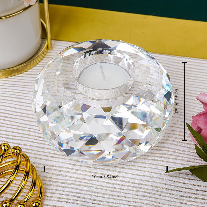 K9 Crystal Glass Tealight Candle Holder Geometric Faces Crystal Ball Clear Candlesticks Candlelight Dinner Romantic Decoration