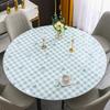 Round Table Tablecloth Pvc Soft Plastic Glass Waterproof, Oil-Proof and Scalding-Proof, Leave-In Round Impervious Dining Table Mat Household