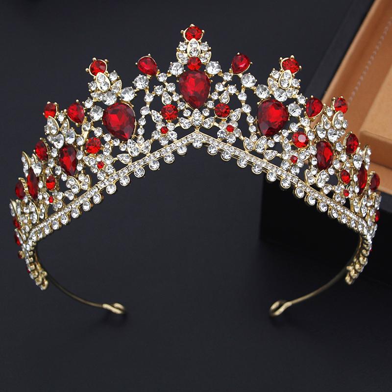 Royal Queen Water Drop Crystal Tiaras and Crowns Purple Bridal Diadem Wedding Crown Girls Hair Jewelry Accessories